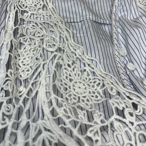 Kapital Pinstripe Paisley Tunic w/Lace Sz S - Picture 2 of 5